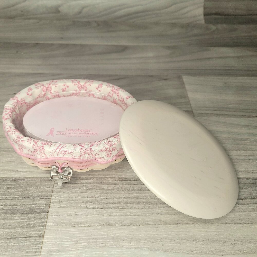 Longaberger POST-IT NOTE Basket 2003 Pink Horizon of Hope Oval w/ Liner & Lid
